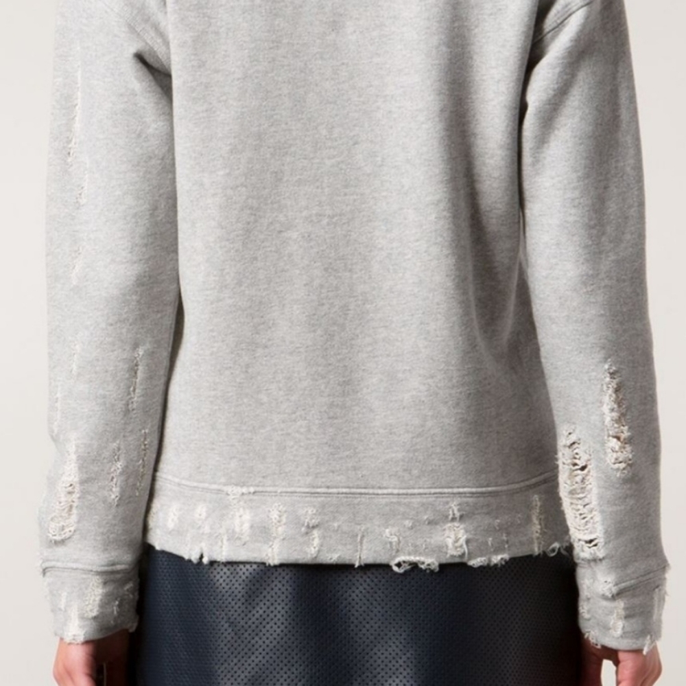 MOTHER Grey Distressed Sweatshirt - Picture 3 of 16